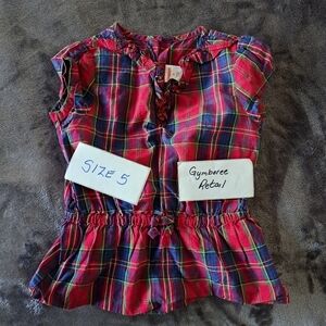 Gymboree girls size 5 plaid button front blouse shirt